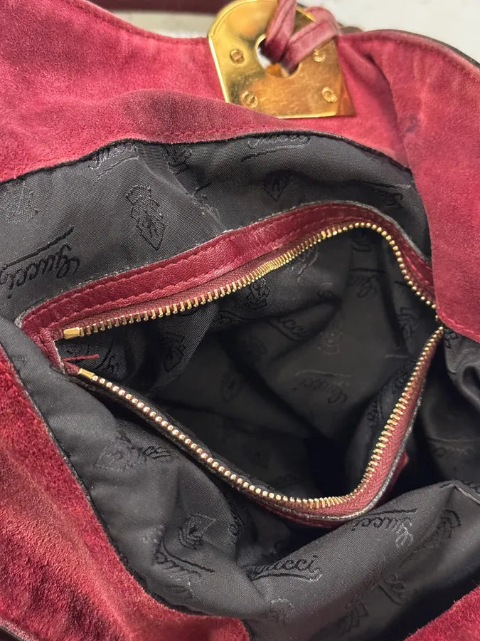 SS2009 Gucci Indy Bordeaux Red Patent Leather Bamboo Handle Bag yfEuJia 15