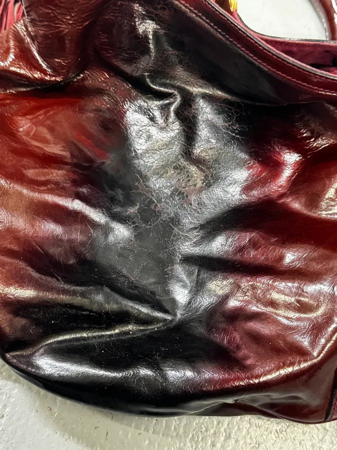 SS2009 Gucci Indy Bordeaux Red Patent Leather Bamboo Handle Bag yfEuJia 13