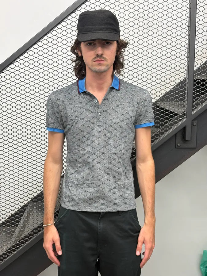 SS2009 Gucci Grey Monogram Contrast Collar Polo by Frida Giannini DhQmXvO 1