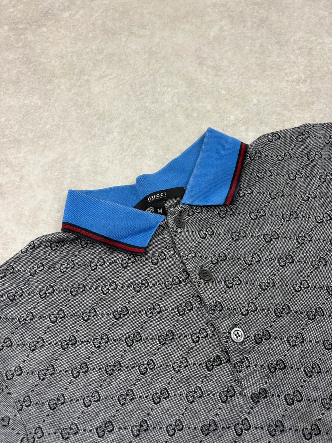 SS2009 Gucci Grey Monogram Contrast Collar Polo by Frida Giannini DhQmXvO 4