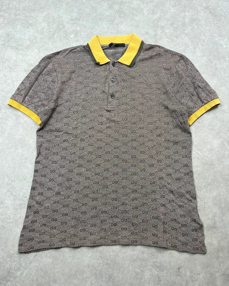 SS2009 Gucci Grey Monogram Yellow Collar Polo by Frida Giannini OTzGZnI 0