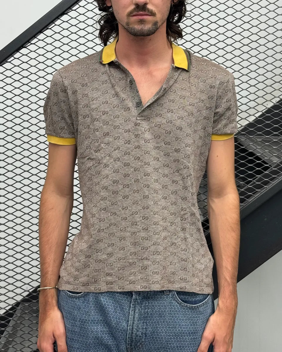 SS2009 Gucci Grey Monogram Yellow Collar Polo by Frida Giannini OTzGZnI 1