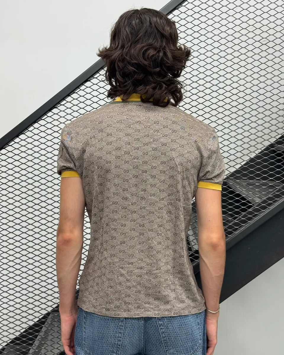 SS2009 Gucci Grey Monogram Yellow Collar Polo by Frida Giannini OTzGZnI 2