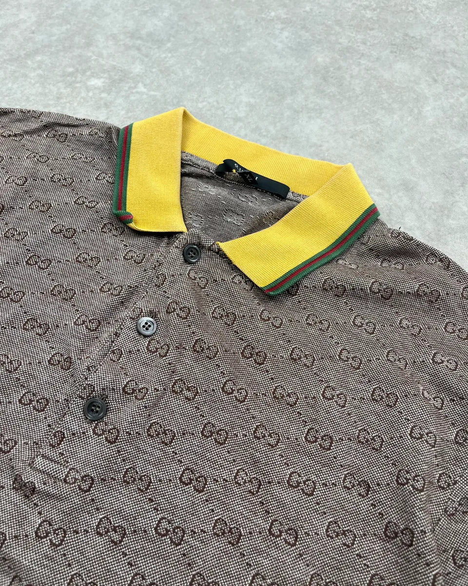 SS2009 Gucci Grey Monogram Yellow Collar Polo by Frida Giannini OTzGZnI 4