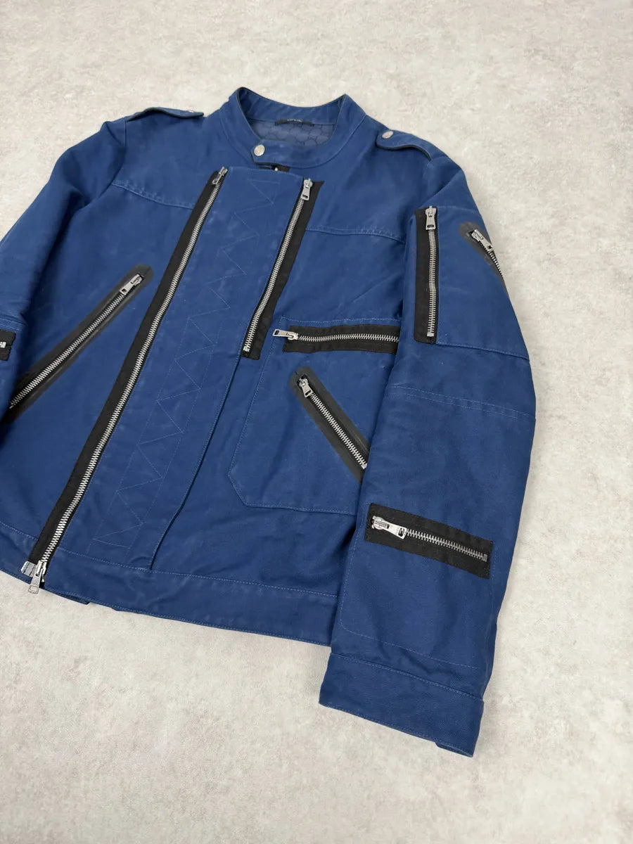 SS2009 Gucci Navy Blue Asymmetrical Multi Zips Biker Jacket by Frida Giannini gxQkVNG 4