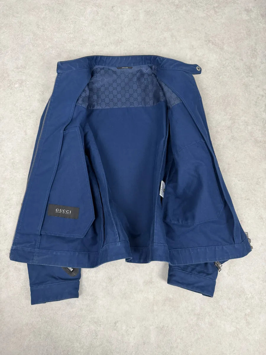 SS2009 Gucci Navy Blue Asymmetrical Multi Zips Biker Jacket by Frida Giannini gxQkVNG 5