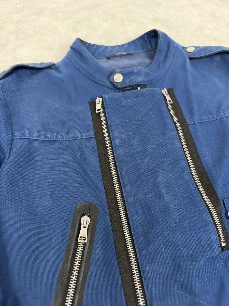 SS2009 Gucci Navy Blue Asymmetrical Multi Zips Biker Jacket by Frida Giannini gxQkVNG 6