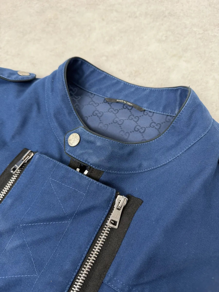 SS2009 Gucci Navy Blue Asymmetrical Multi Zips Biker Jacket by Frida Giannini gxQkVNG 7