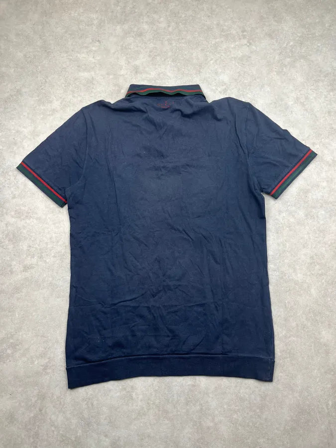 SS2009 Gucci Navy Contrast Striped Collar Polo pchZxSe 5