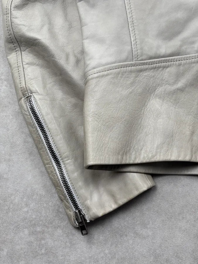 SS2009 Maison Martin Margiela Cream Leather 5-Zip Leather Jacket vWcHOer 9