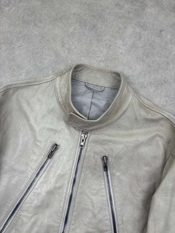 SS2009 Maison Martin Margiela Cream Leather 5-Zip Leather Jacket vWcHOer 3