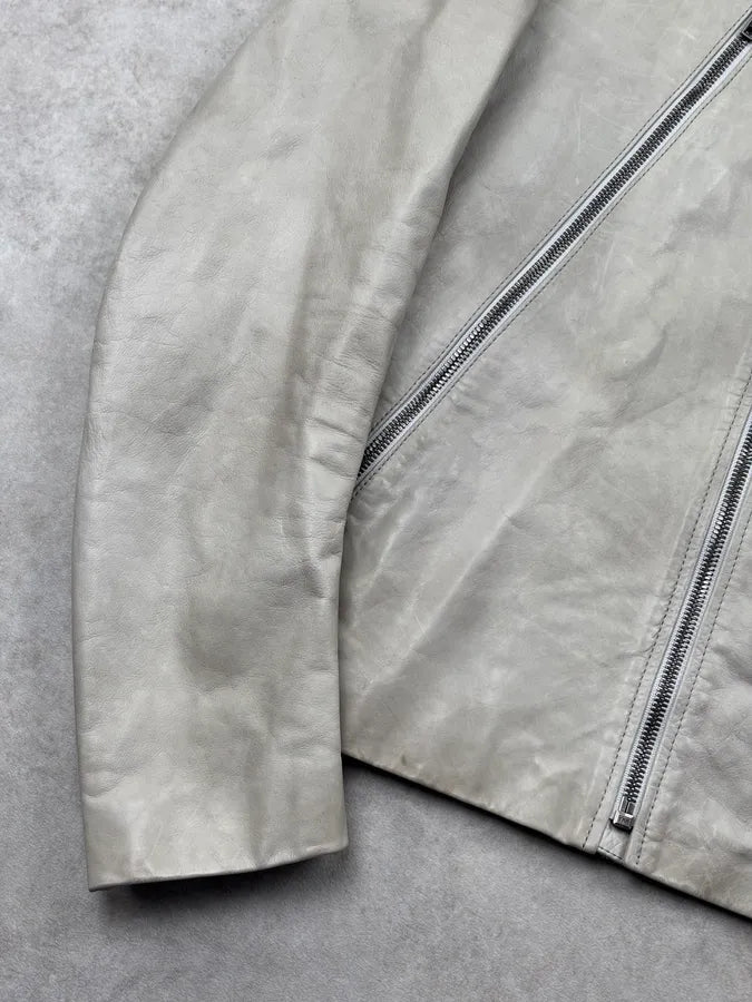 SS2009 Maison Martin Margiela Cream Leather 5-Zip Leather Jacket vWcHOer 8