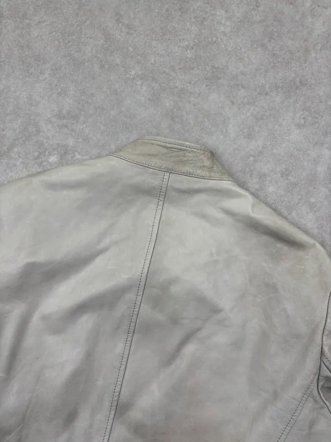 SS2009 Maison Martin Margiela Cream Leather 5-Zip Leather Jacket vWcHOer 5