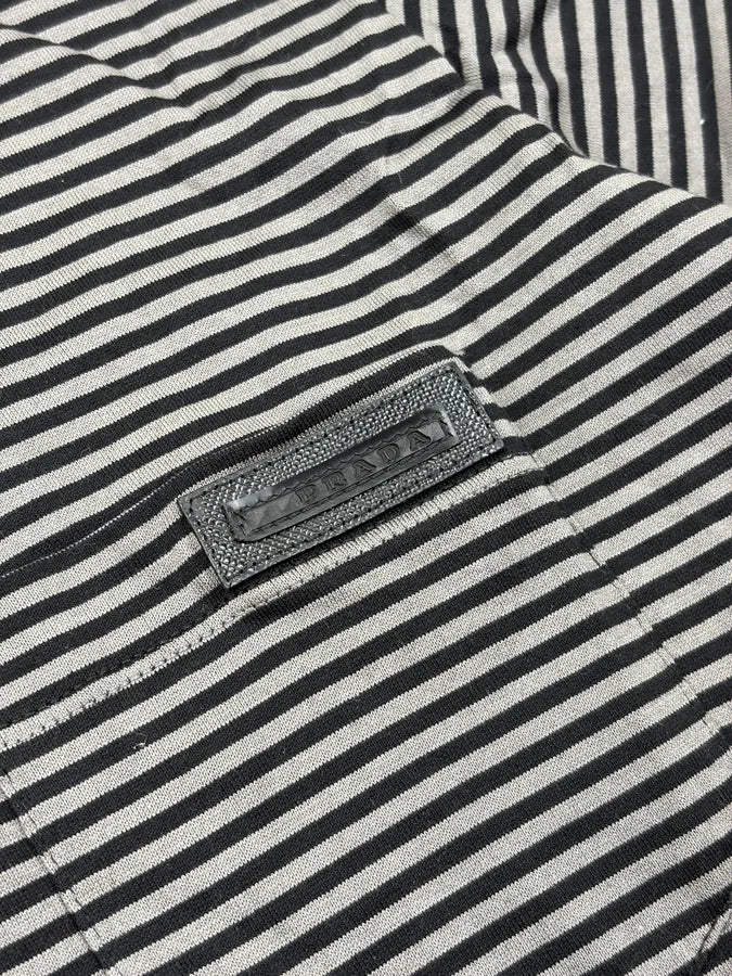 SS2009 Prada Black Black & Grey Striped Polo foHlmhT 6