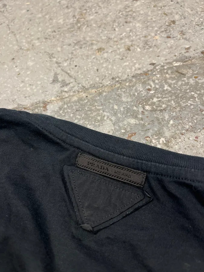 SS2009 Prada Black Flowers Relief T-Shirt tXmPeYB 4