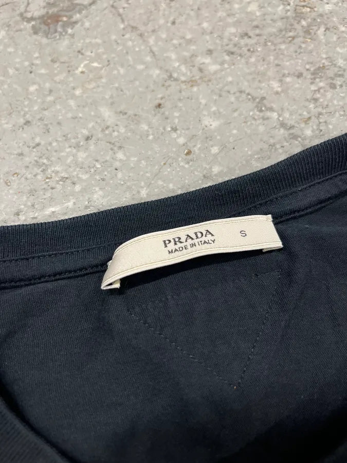 SS2009 Prada Black Flowers Relief T-Shirt tXmPeYB 5