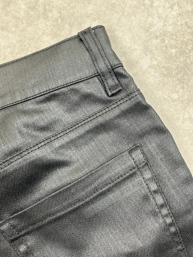 SS2009 Prada Black Waxed Denim Shorts rlMwxWr 11