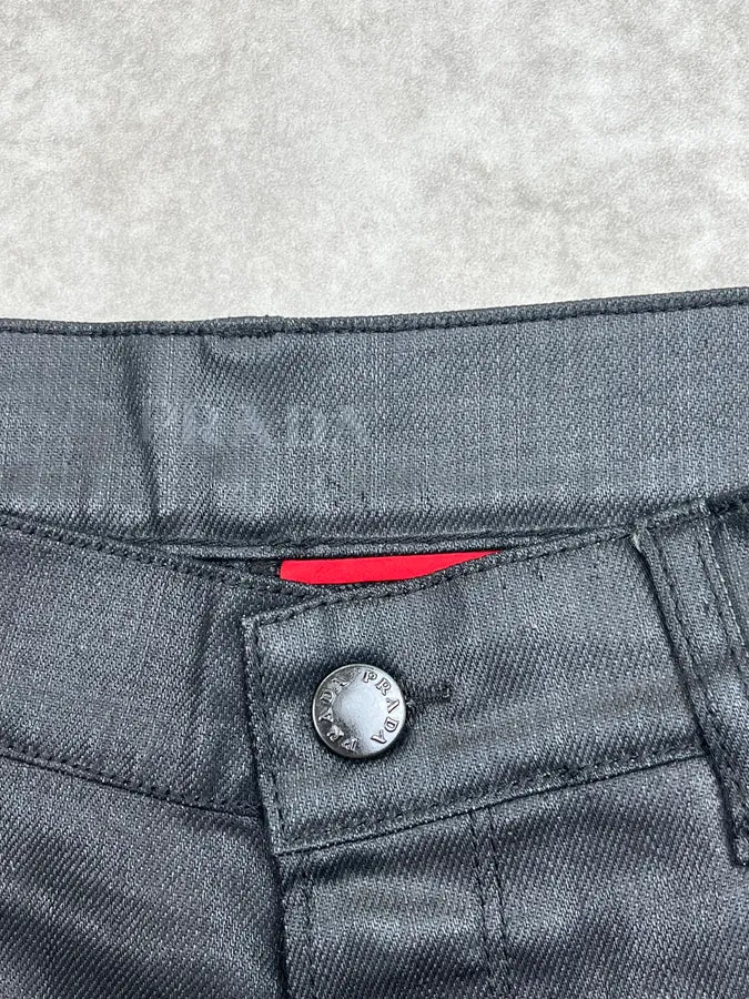 SS2009 Prada Black Waxed Denim Shorts rlMwxWr 10