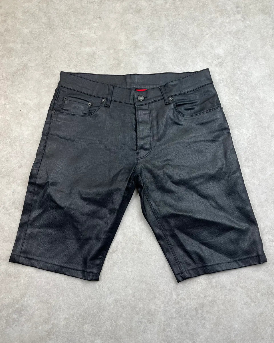 SS2009 Prada Black Waxed Denim Shorts rlMwxWr 0