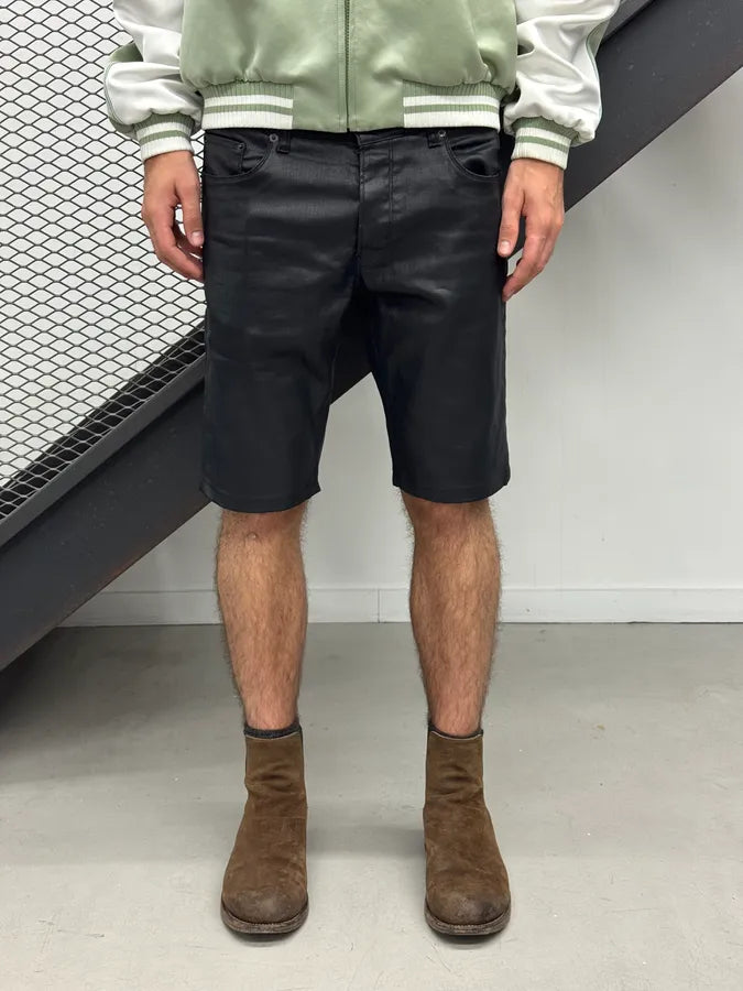 SS2009 Prada Black Waxed Denim Shorts rlMwxWr 1