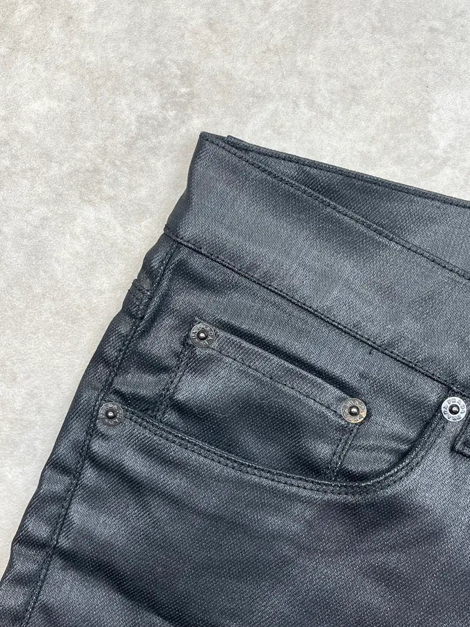 SS2009 Prada Black Waxed Denim Shorts rlMwxWr 9