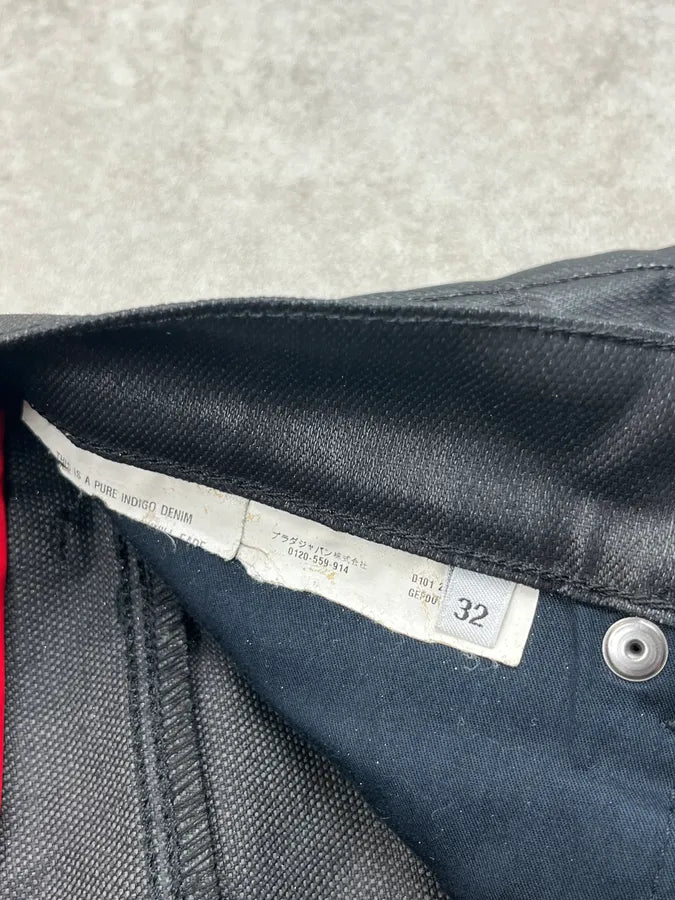 SS2009 Prada Black Waxed Denim Shorts rlMwxWr 13