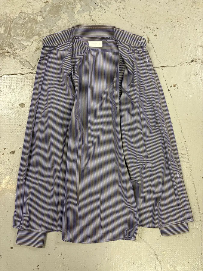 SS2009 Prada Blue & Brown Striped Classy Shirt IhUEEaK 4