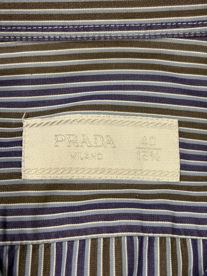 SS2009 Prada Blue & Brown Striped Classy Shirt IhUEEaK 5