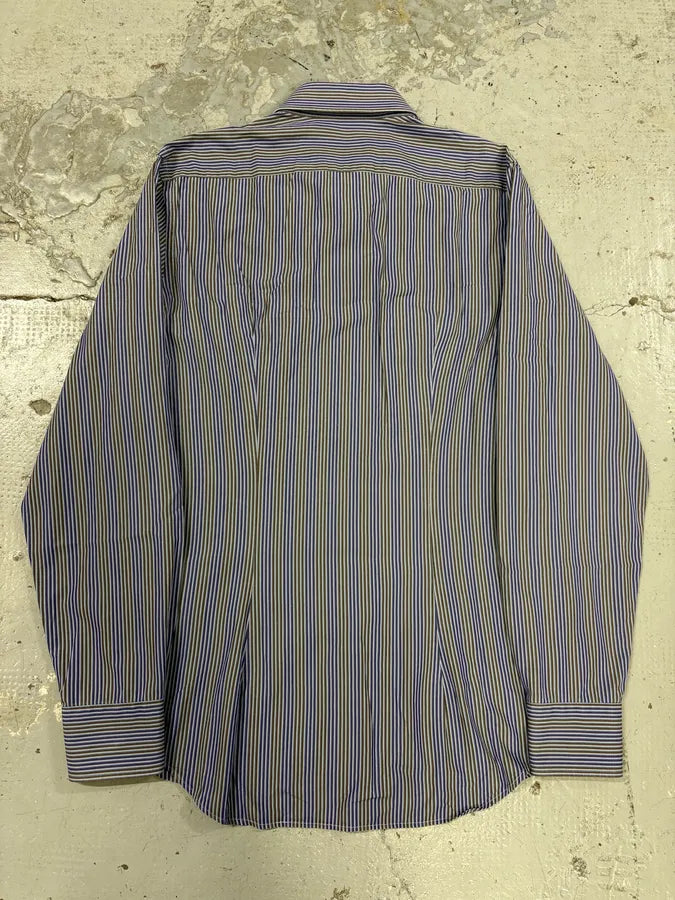 SS2009 Prada Blue & Brown Striped Classy Shirt IhUEEaK 3