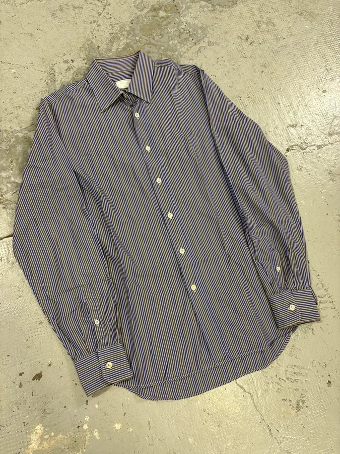 SS2009 Prada Blue & Brown Striped Classy Shirt IhUEEaK 1