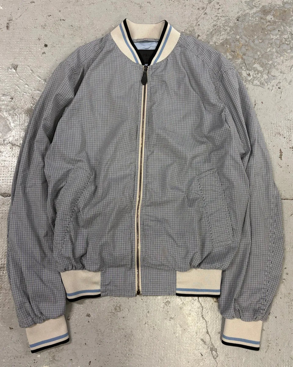 SS2009 Prada Blue Chic Squared Light Bomber Jacket (M) KkqHhxJ 0