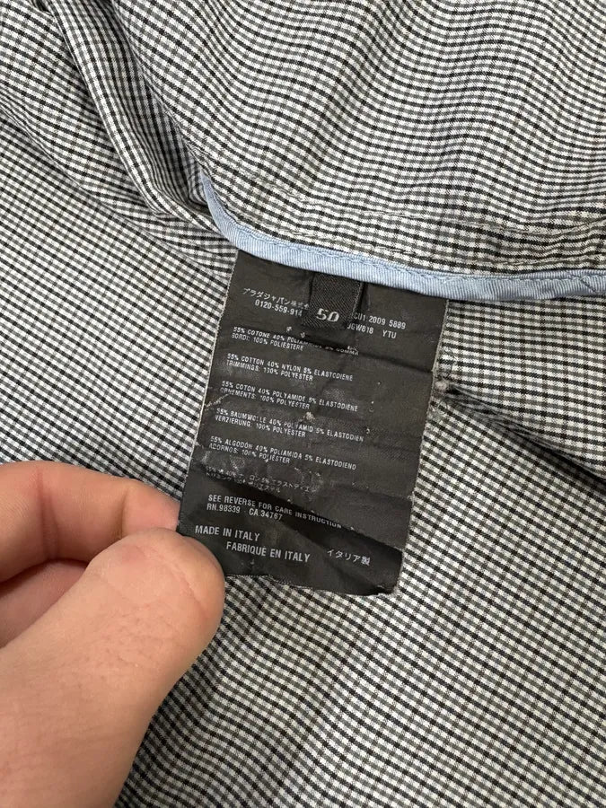 SS2009 Prada Blue Chic Squared Light Bomber Jacket (M) KkqHhxJ 10