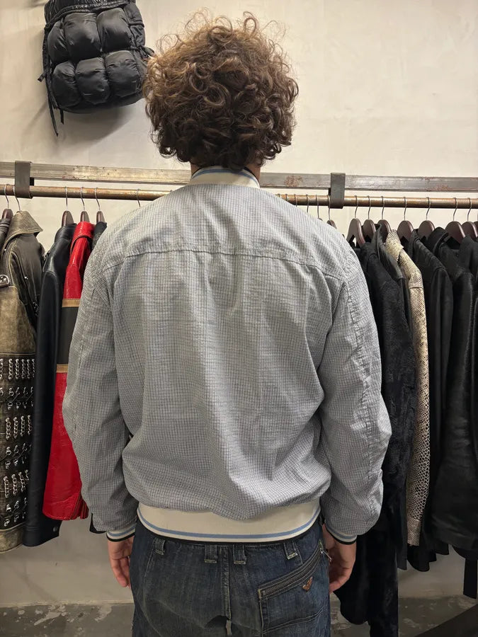 SS2009 Prada Blue Chic Squared Light Bomber Jacket (M) KkqHhxJ 2