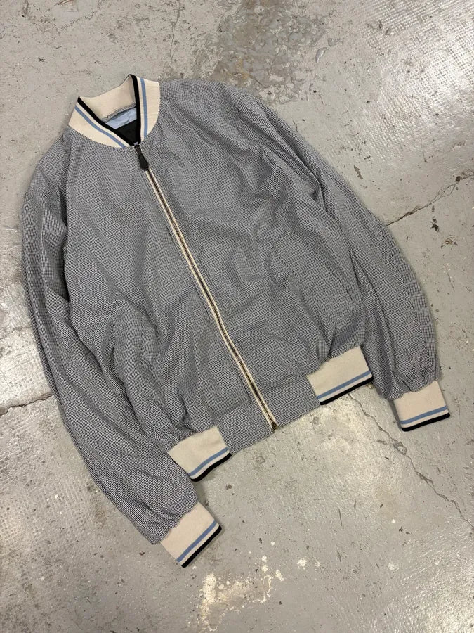 SS2009 Prada Blue Chic Squared Light Bomber Jacket (M) KkqHhxJ 3