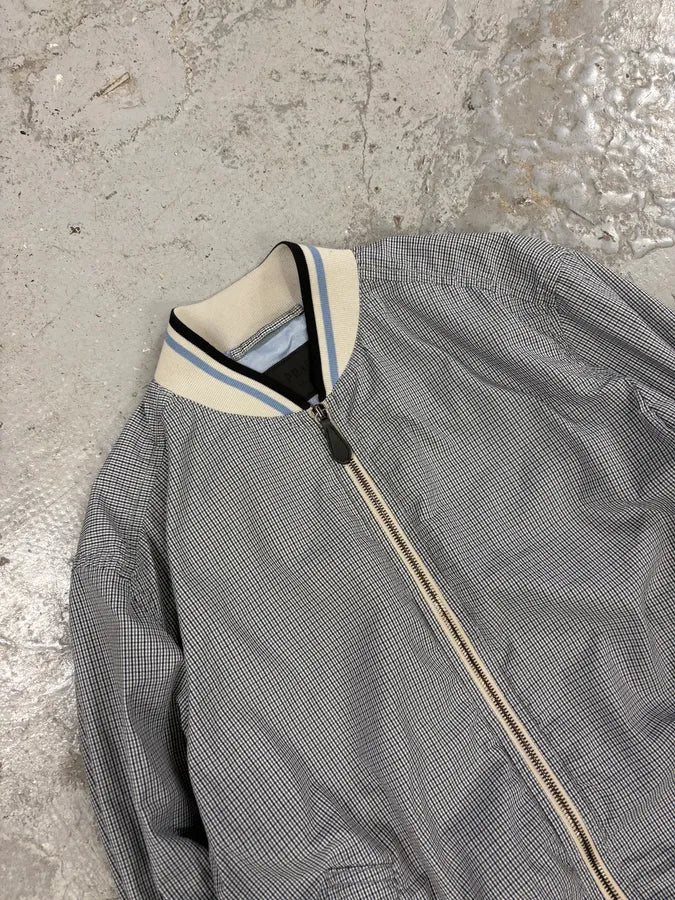 SS2009 Prada Blue Chic Squared Light Bomber Jacket (M) KkqHhxJ 4