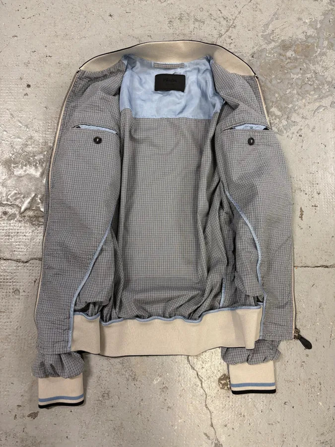 SS2009 Prada Blue Chic Squared Light Bomber Jacket (M) KkqHhxJ 6