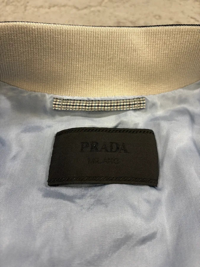 SS2009 Prada Blue Chic Squared Light Bomber Jacket (M) KkqHhxJ 9