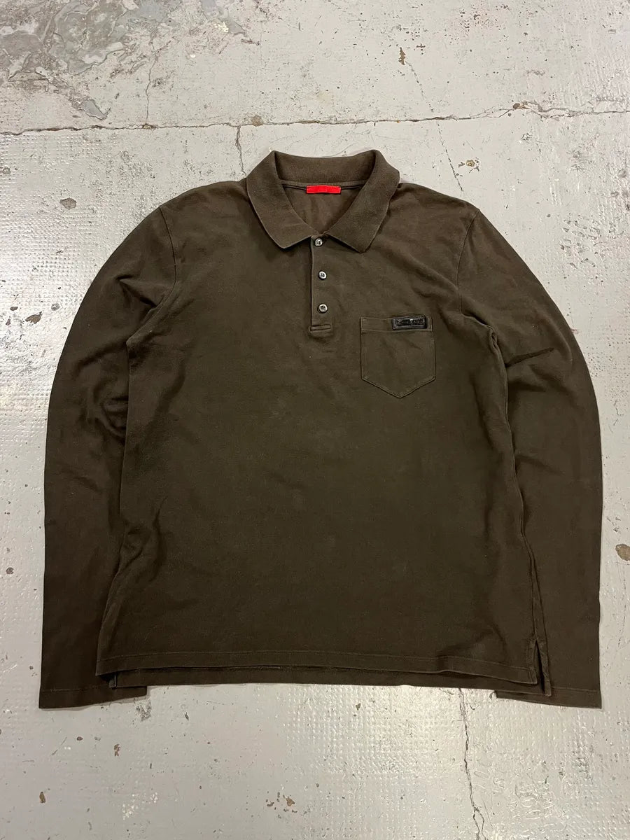 SS2009 Prada Dark Green Classy Longsleeve Polo nWoiiAO 0