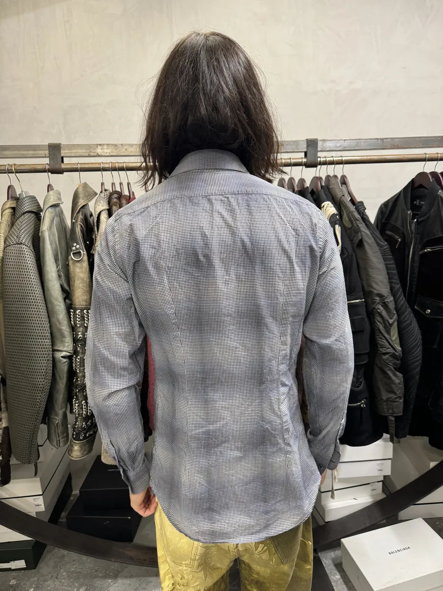 SS2009 Prada Grey Checked Gradient Shirt wPqllUf 2