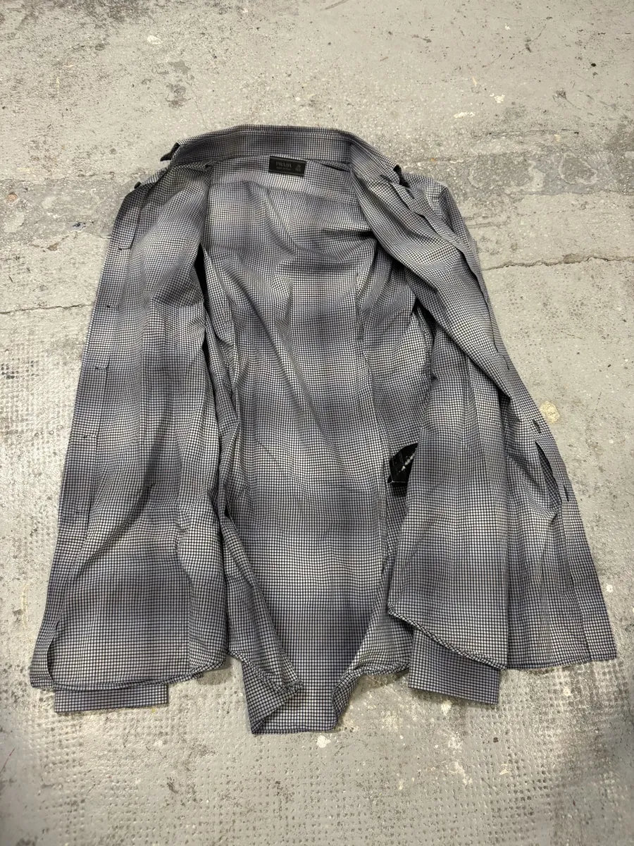 SS2009 Prada Grey Checked Gradient Shirt wPqllUf 4