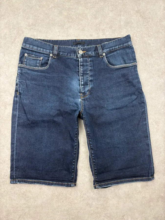 SS2009 Prada Navy Contrast Stitch Denim Shorts PGfnLWo 0