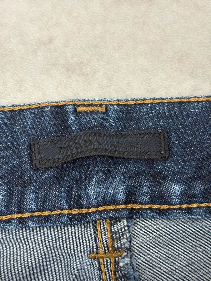 SS2009 Prada Navy Contrast Stitch Denim Shorts PGfnLWo 12