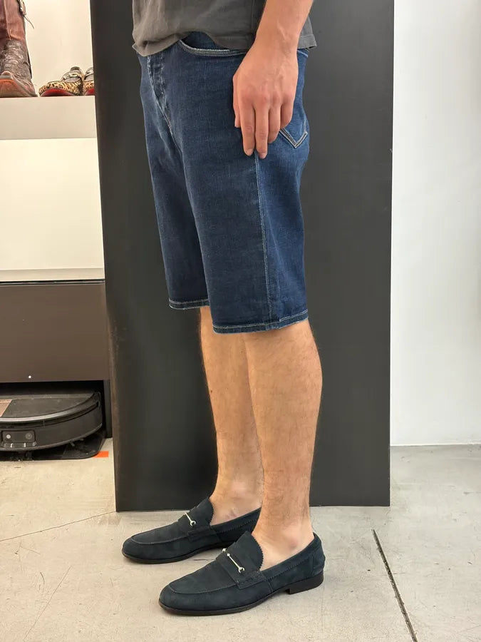 SS2009 Prada Navy Contrast Stitch Denim Shorts PGfnLWo 3