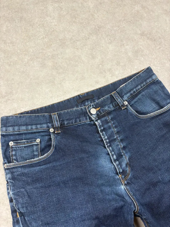 SS2009 Prada Navy Contrast Stitch Denim Shorts PGfnLWo 6