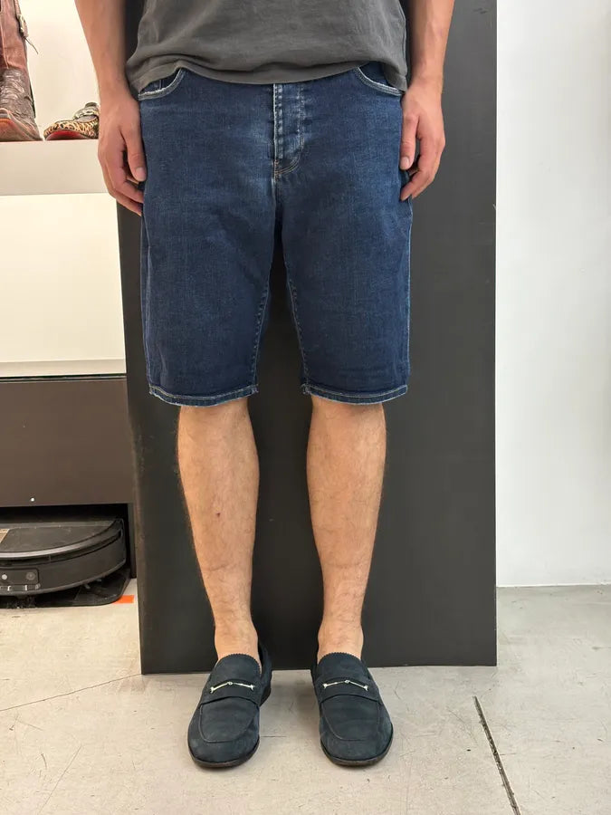 SS2009 Prada Navy Contrast Stitch Denim Shorts PGfnLWo 2