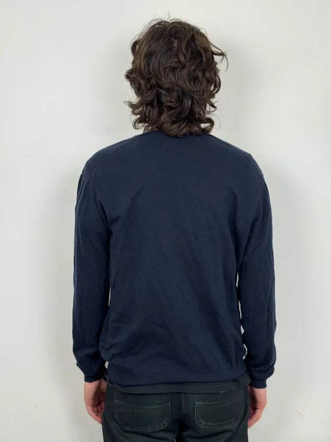 SS2009 Prada Navy Minimalist V-Neck Sweater KutCfJv 2