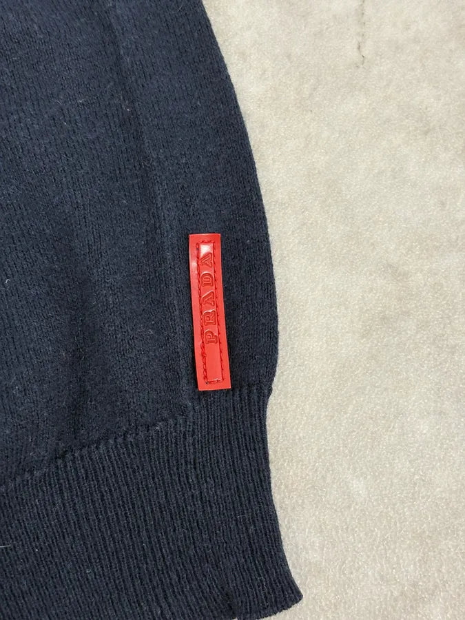 SS2009 Prada Navy Minimalist V-Neck Sweater KutCfJv 7