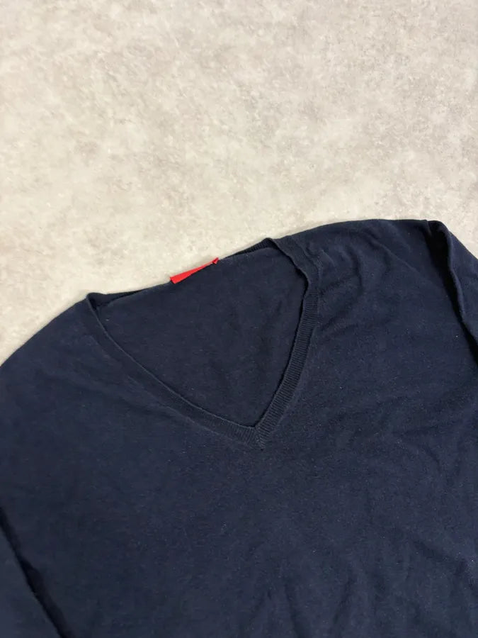 SS2009 Prada Navy Minimalist V-Neck Sweater KutCfJv 4