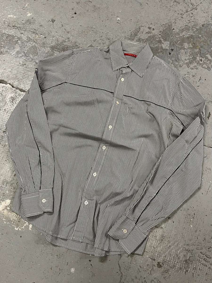 SS2009 Prada White Striped Minimalist Shirt (M) NJXEiRT 3
