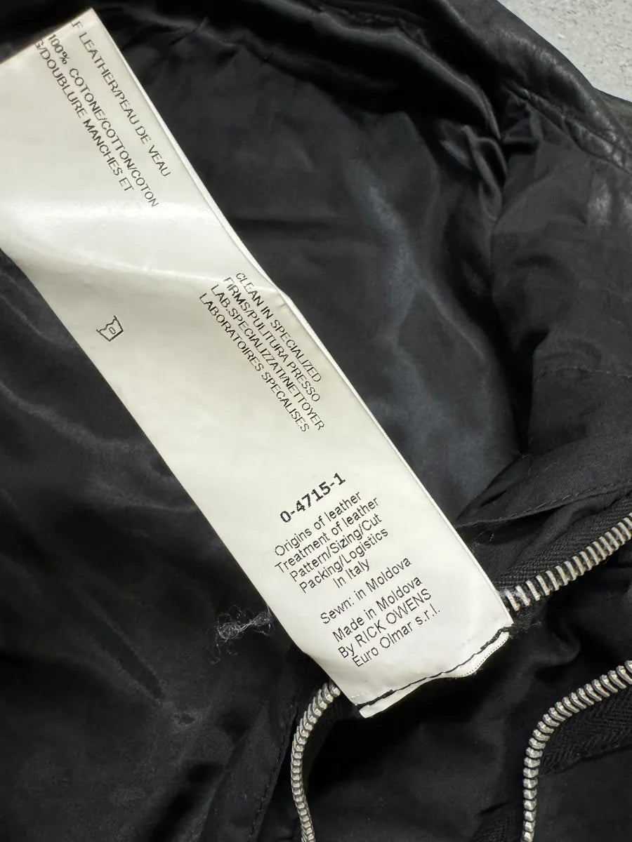 SS2009 Rick Owens Intarsia High Neck Black Leather Jacket aEWAjum 10